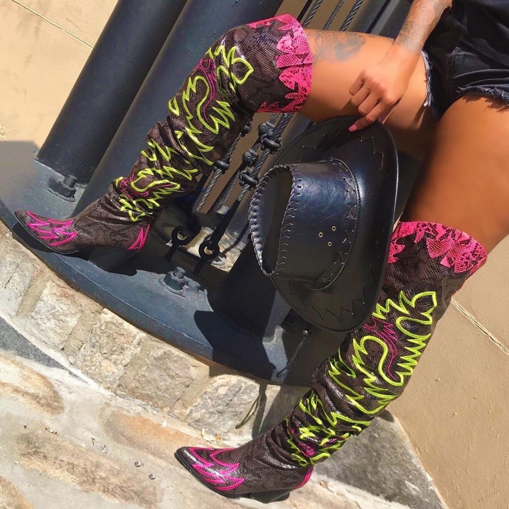 𝙇𝙖𝙨𝙩 𝙎𝙞𝙯 6🖤Rowdy Wester Over The Knee Boot - Picture 7 of 8
